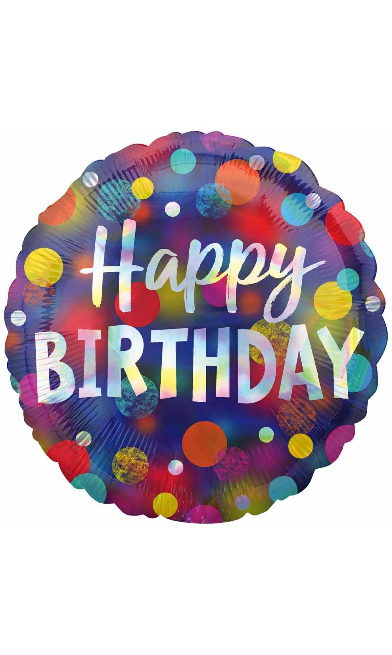Happy Birthday Iridescent Party Dots Foil Balloon - 43cm