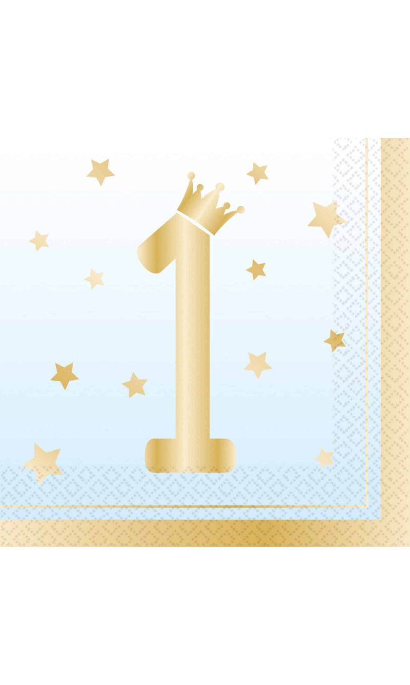 1st Birthday Blue Ombre Napkins 33 x 33cm - 16pk