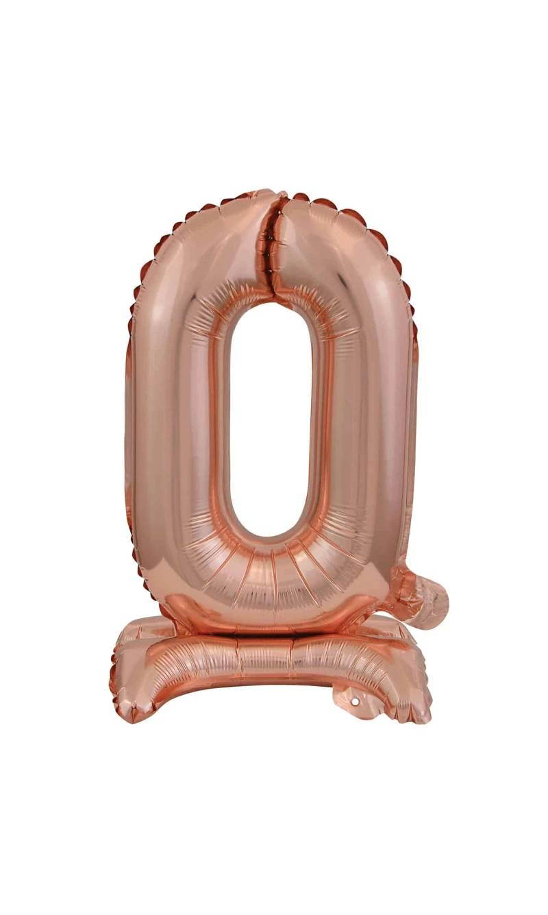 Mini Number 0 with Stand Rose Gold Foil Balloon - 38cm