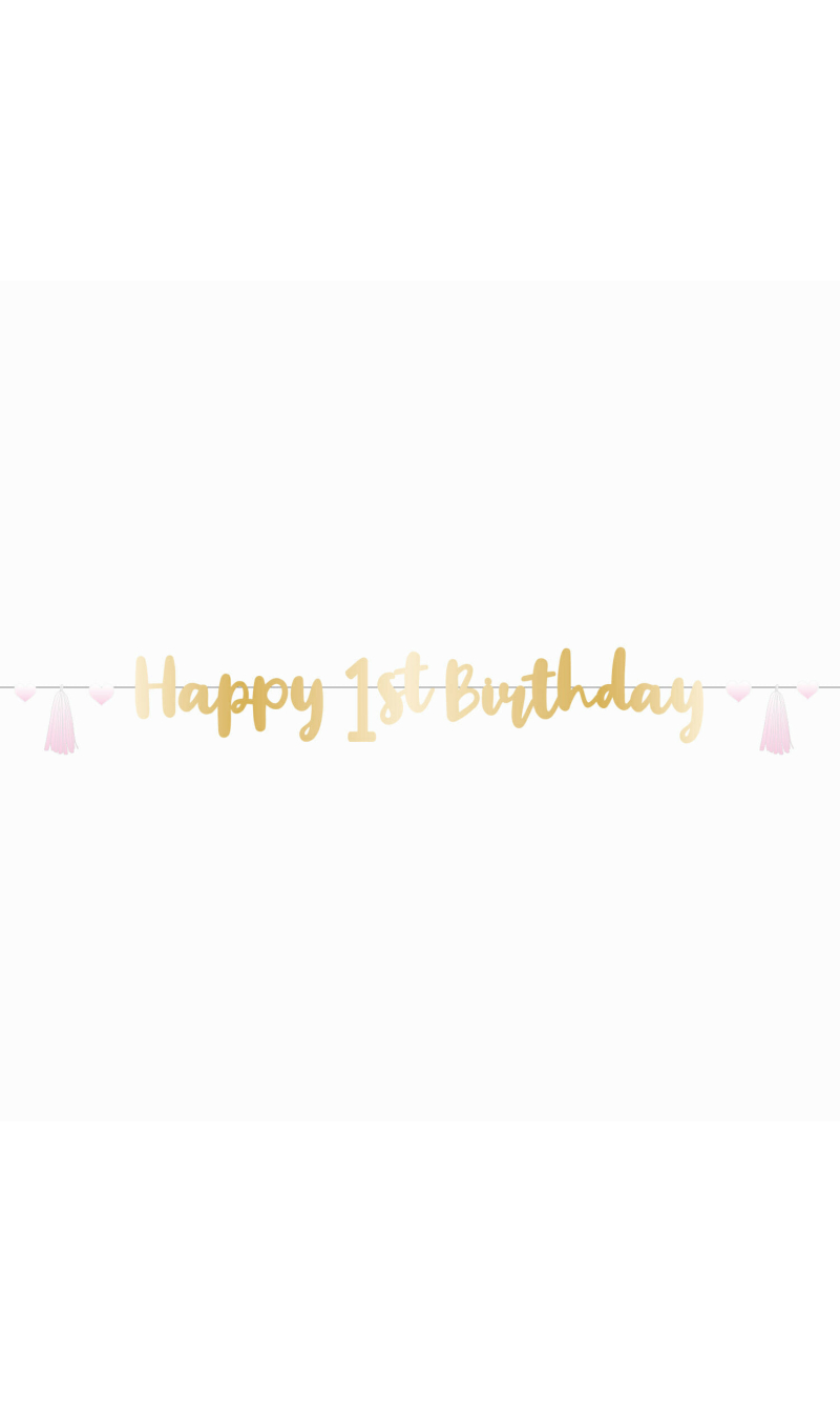 1st Birthday Pink Ombre Letter Banner - 180cm
