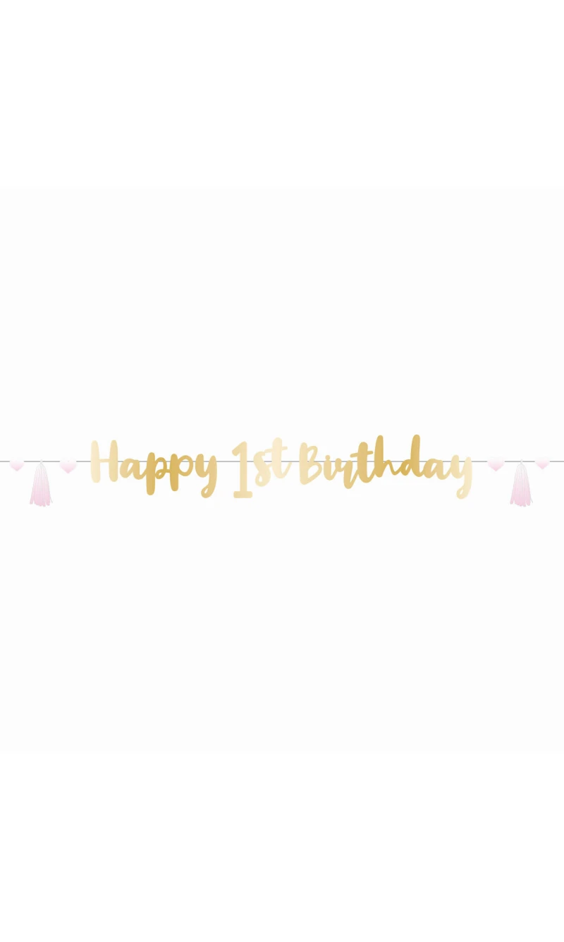 1st Birthday Pink Ombre Letter Banner - 180cm