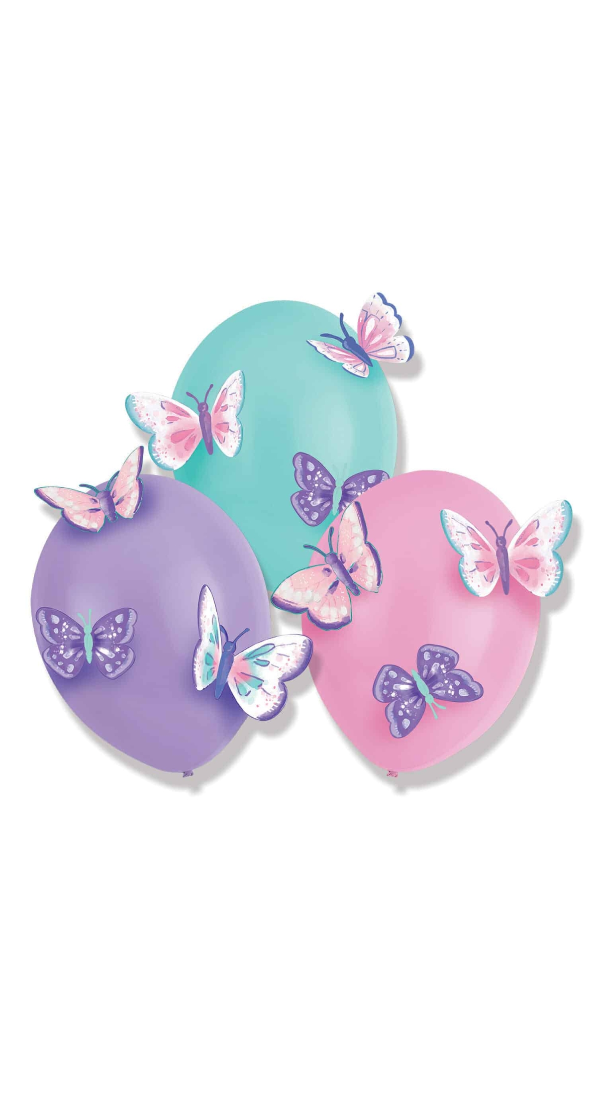 Flutter High Quality Latex Balloons with Butterflies (14"/ 35.5cm)- 3pk