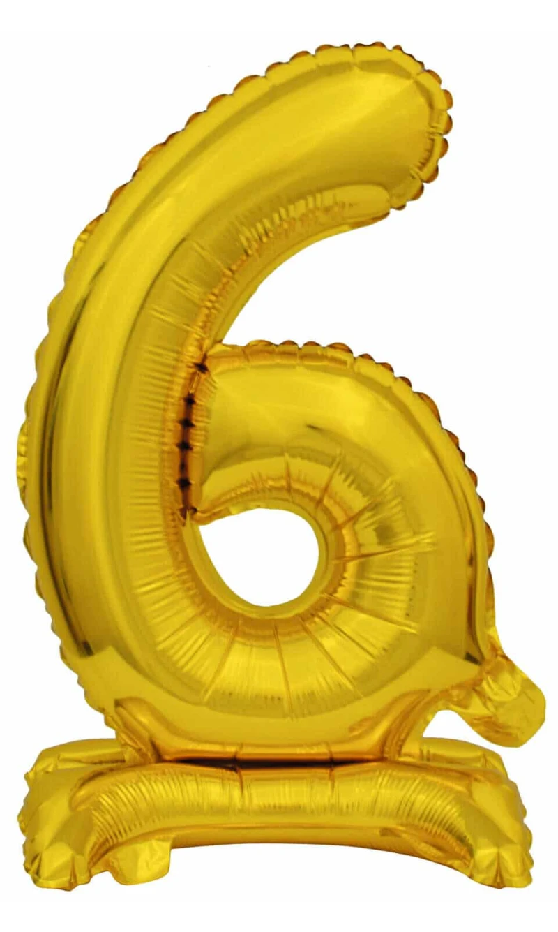 Mini Number 6 with Stand Gold Foil Balloon - 38cm