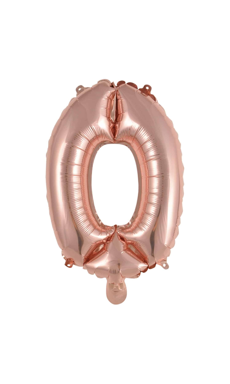 Mini Number 0 Rose Gold Foil Balloon - 35cm