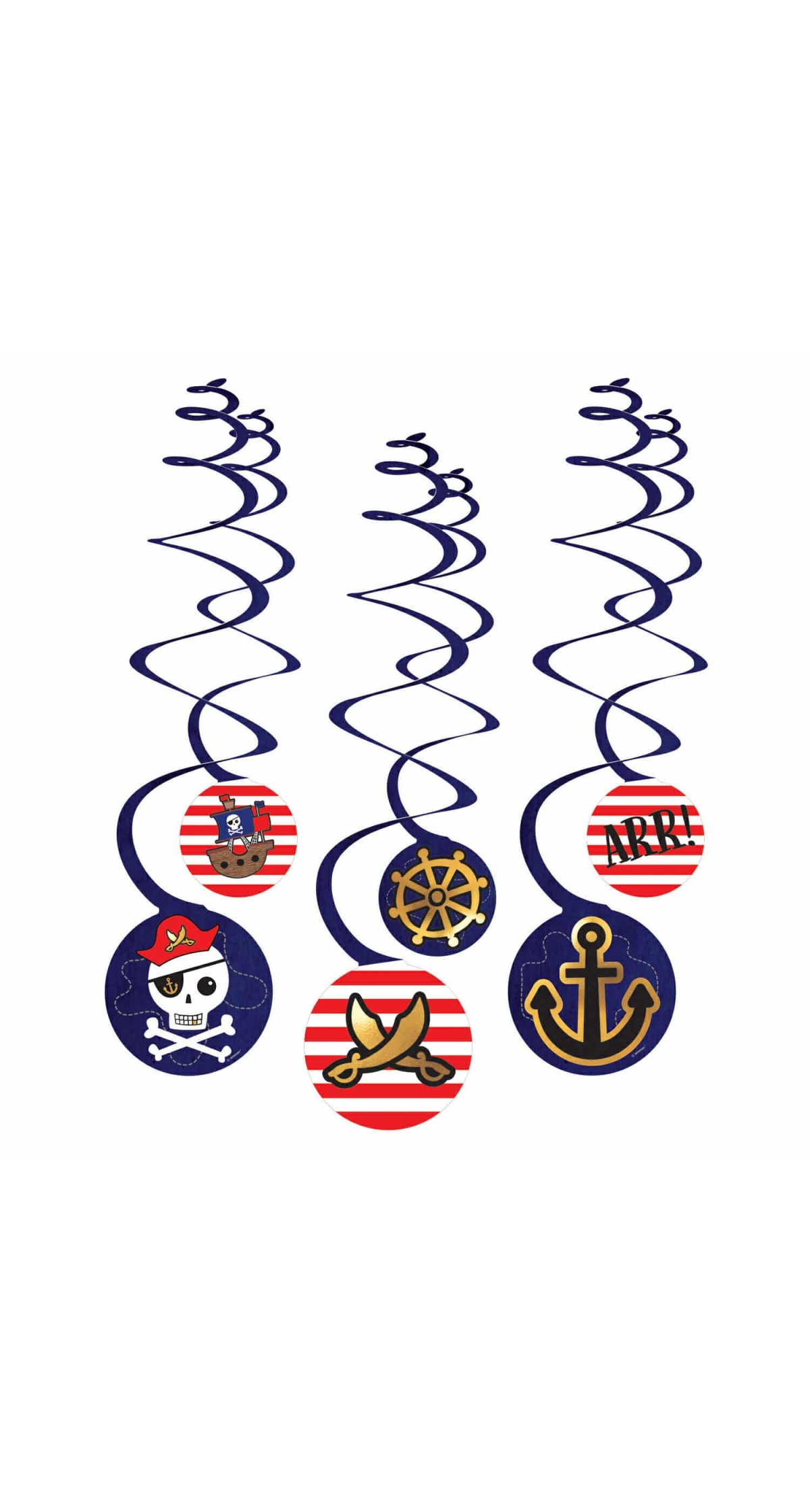 Pirates Map Swirl Decoration - 6pk