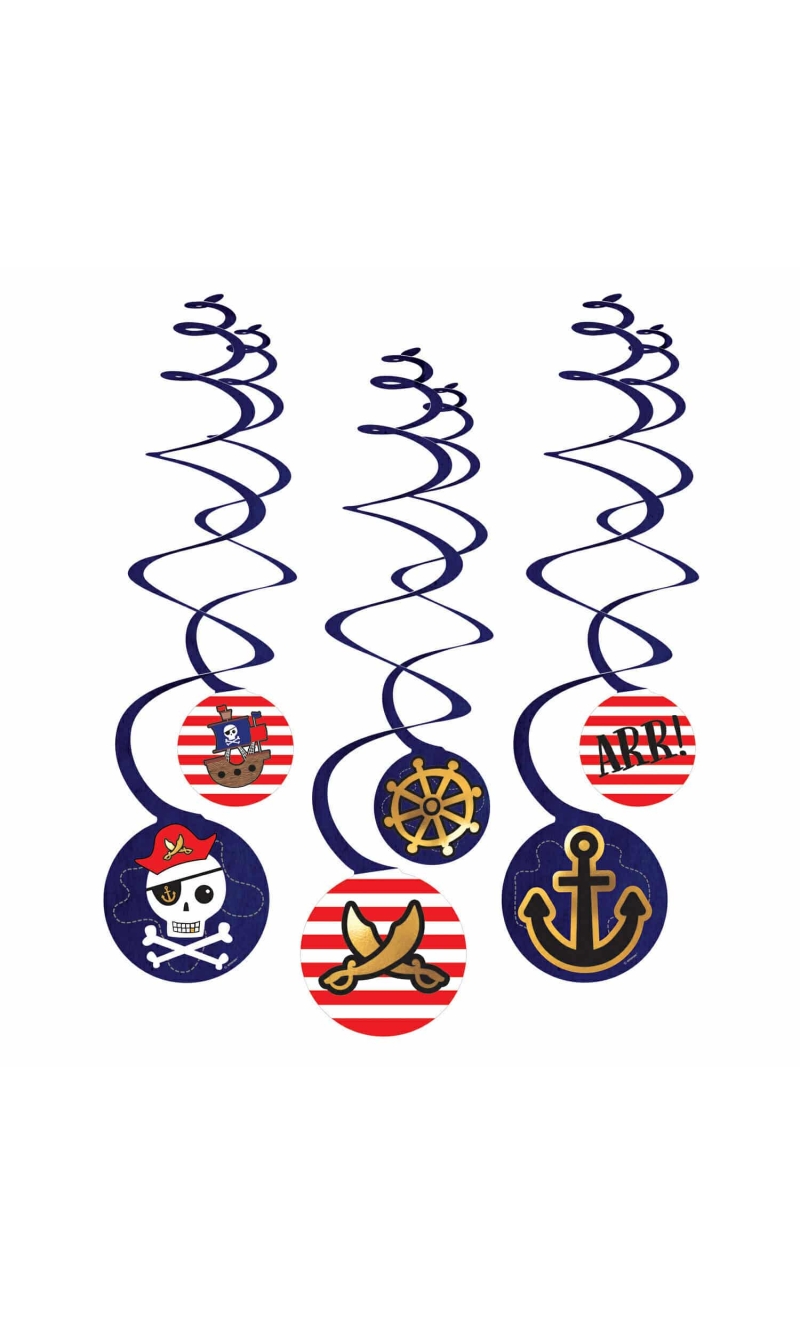 Pirates Map Swirl Decoration - 6pk