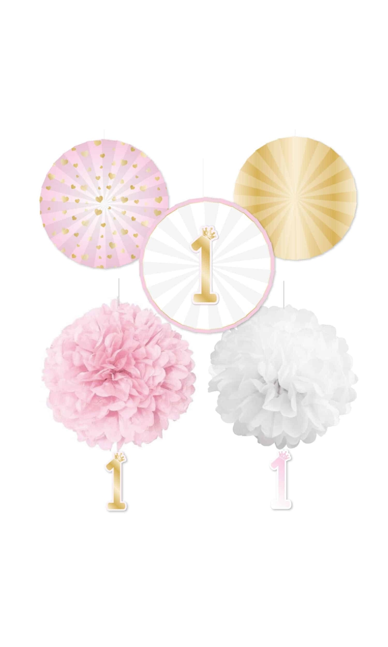 1st Birthday Pink Ombre Decoration Kit - 5pk