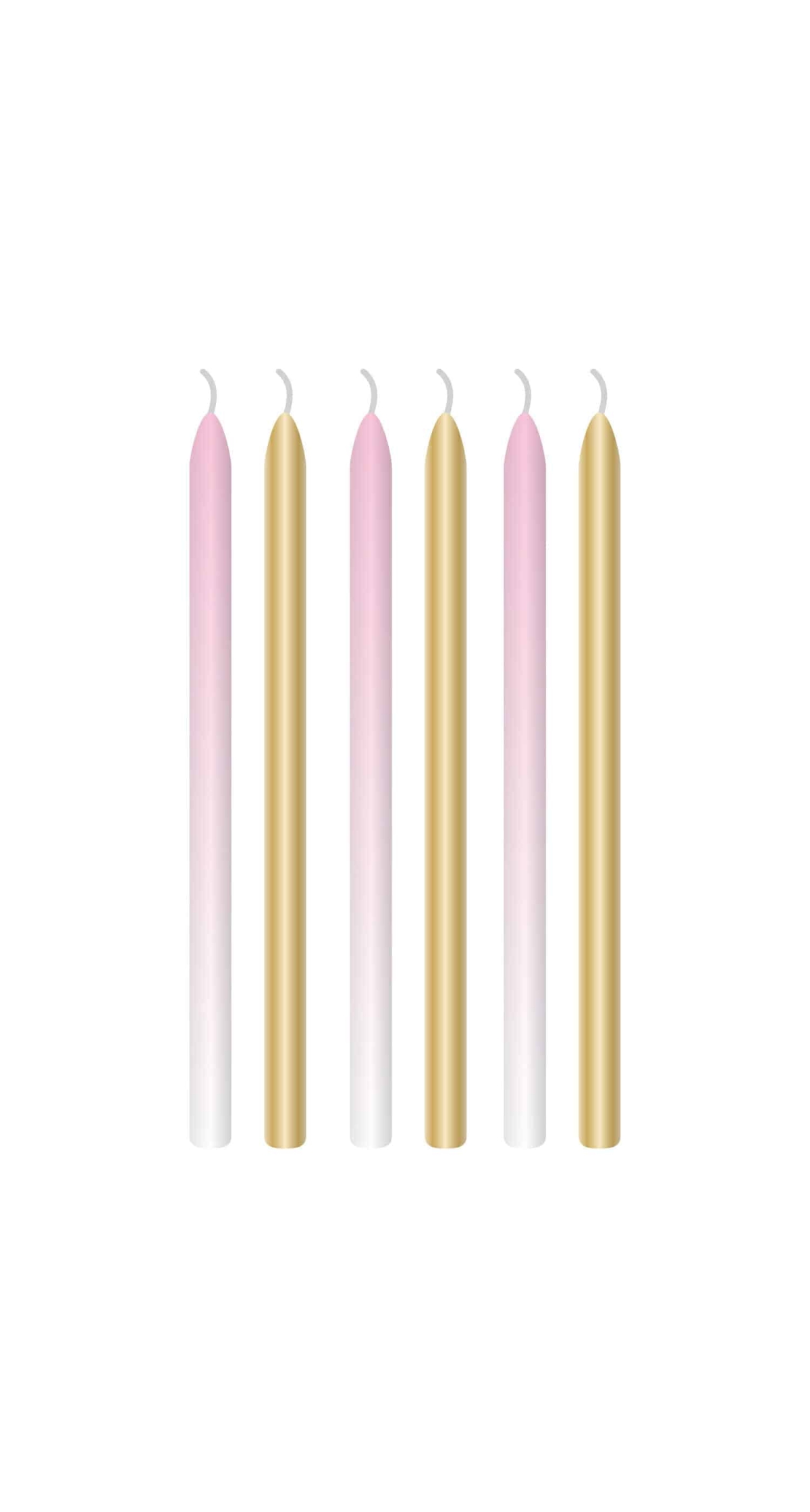 1st Birthday Pink Ombre Candles 12cm - 6pk