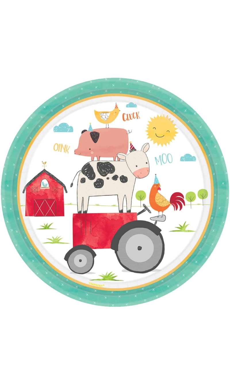 Barnyard Birthday Paper Plates 22.8cm - 8pk