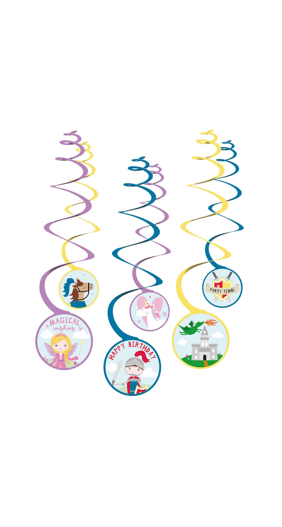 Princess & Knight Swirl Decoration - 6pk