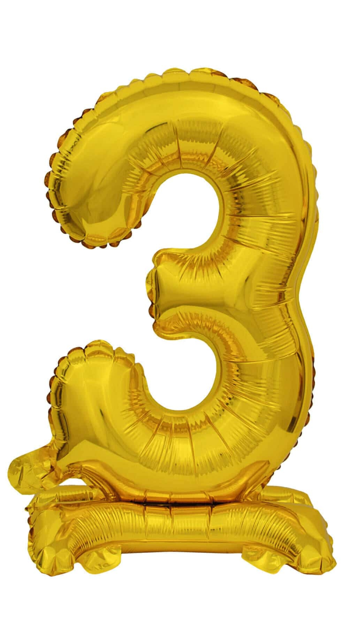 Mini Number 3 with Stand Gold Foil Balloon - 38cm