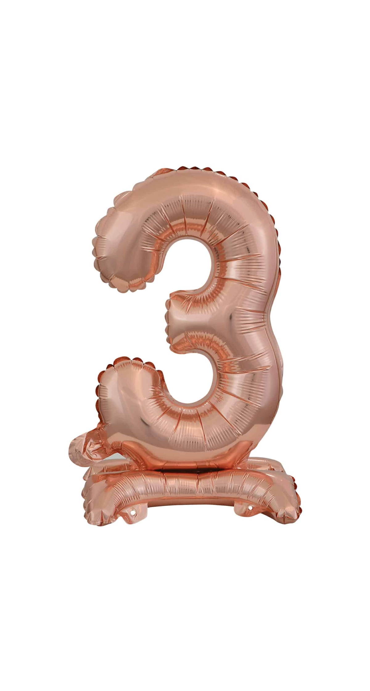 Mini Number 3 with Stand Rose Gold Foil Balloon - 38cm