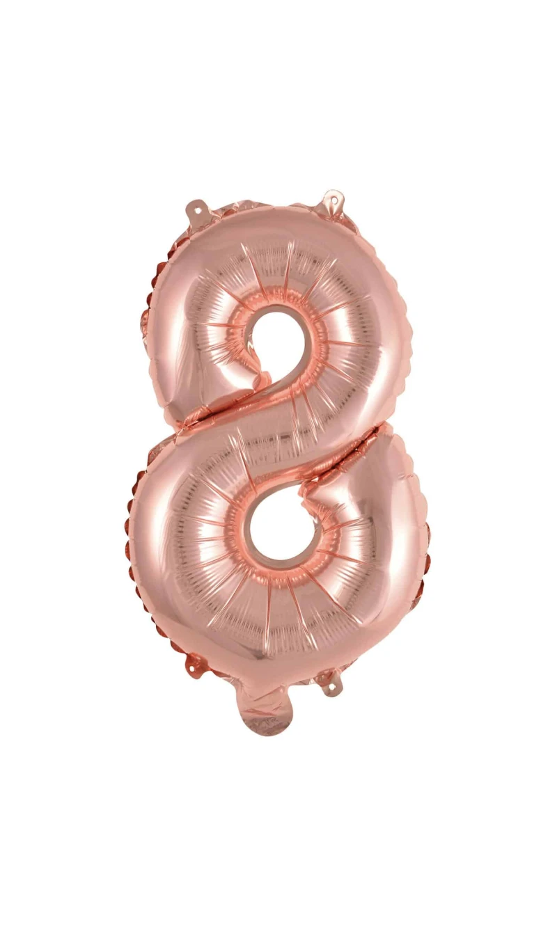 Mini Number 8 Rose Gold Foil Balloon - 35cm