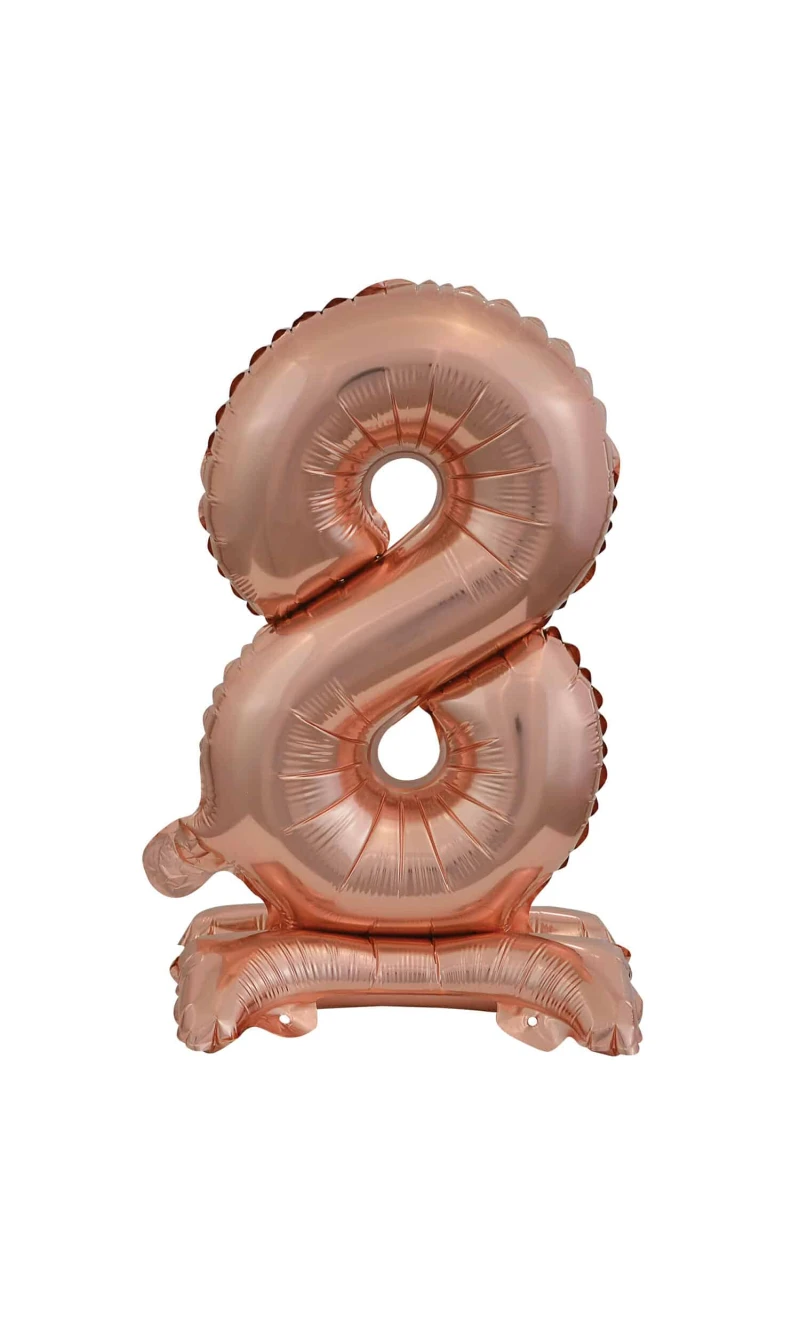 Mini Number 8 with Stand Rose Gold Foil Balloon - 38cm