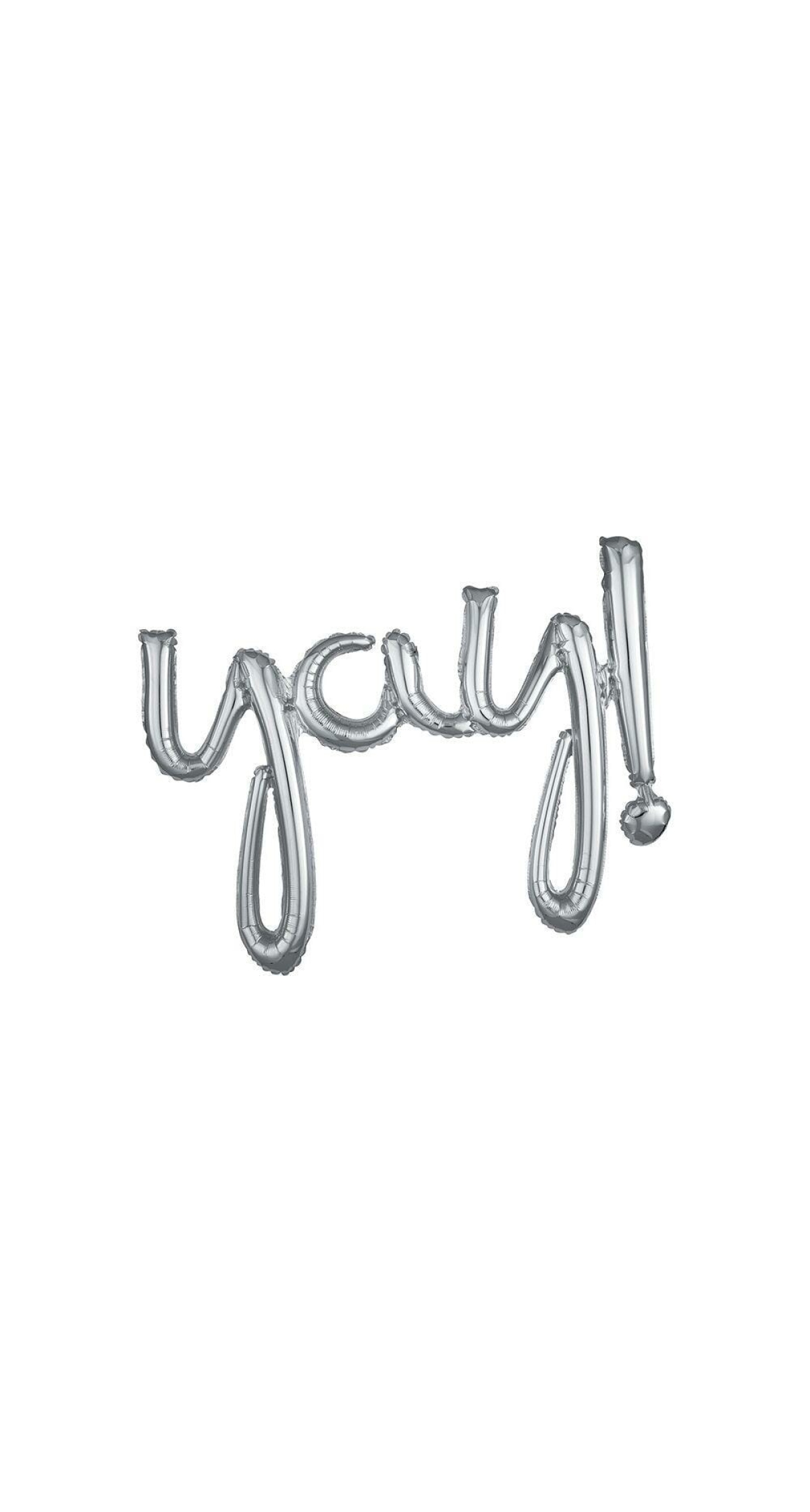 Silver Phrase ”Yay” Foil Balloon – 35″ x 25″