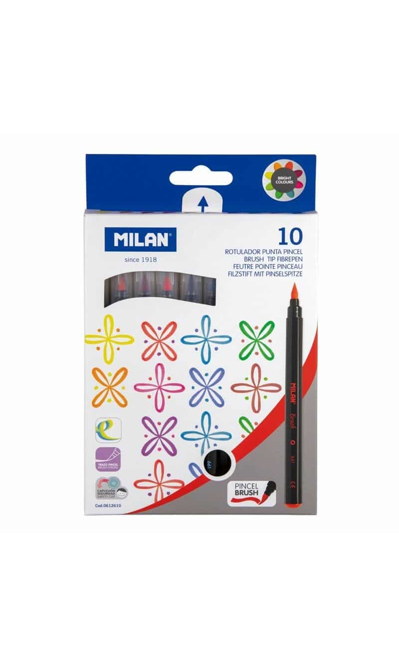 Brush-Tipped Water-Based Fibrepens - 10pk