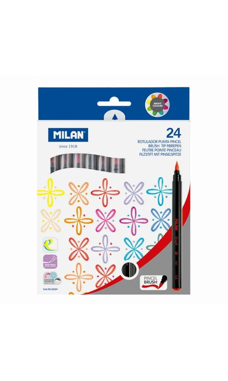 Brush-Tipped Water-Based Fibrepens - 24pk