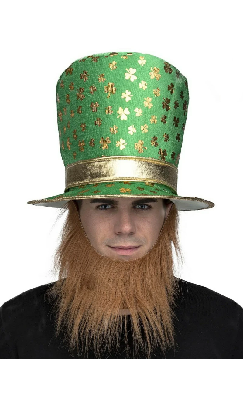 St Patrick's Irish Hat With Beard - Adult One Size