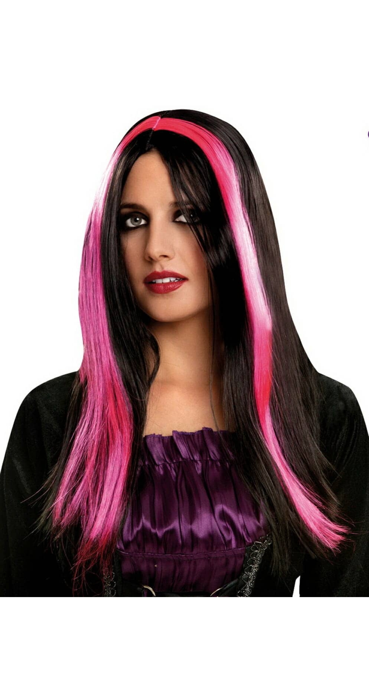 Black And Pink Witch Wig - Adult One Size