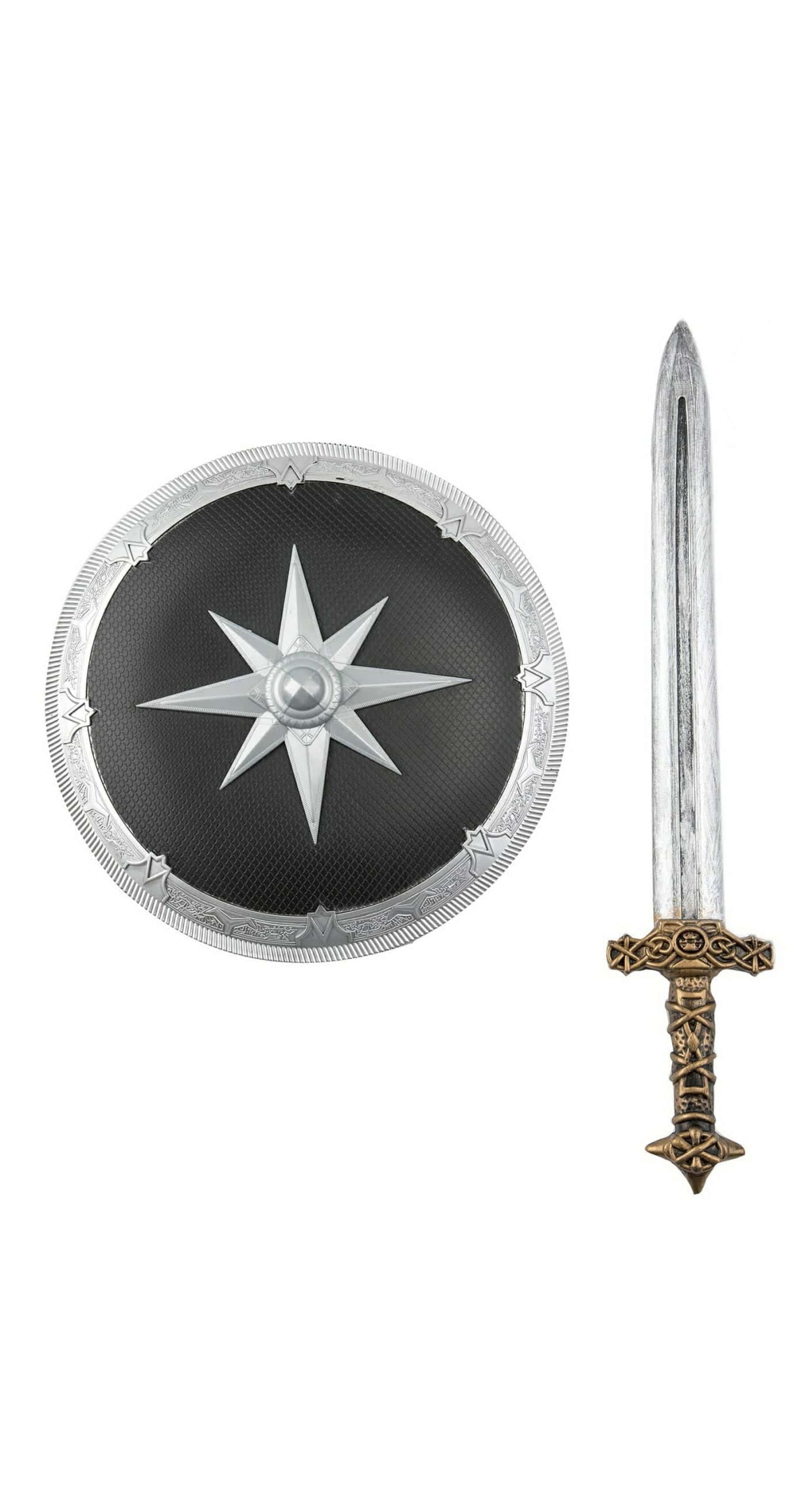 Medieval Sword And Shield 38x63x7cm