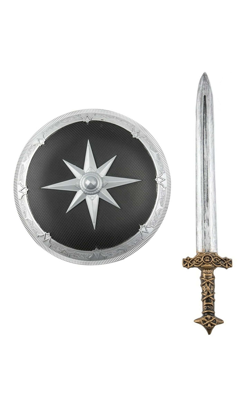Medieval Sword And Shield 38x63x7cm