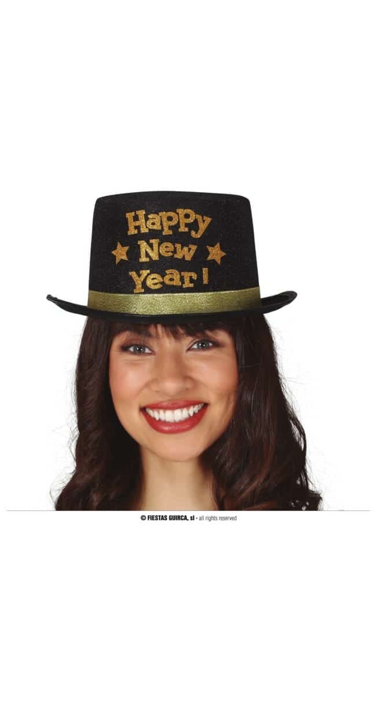 Black Happy New Year Top Hat - Adult One Size