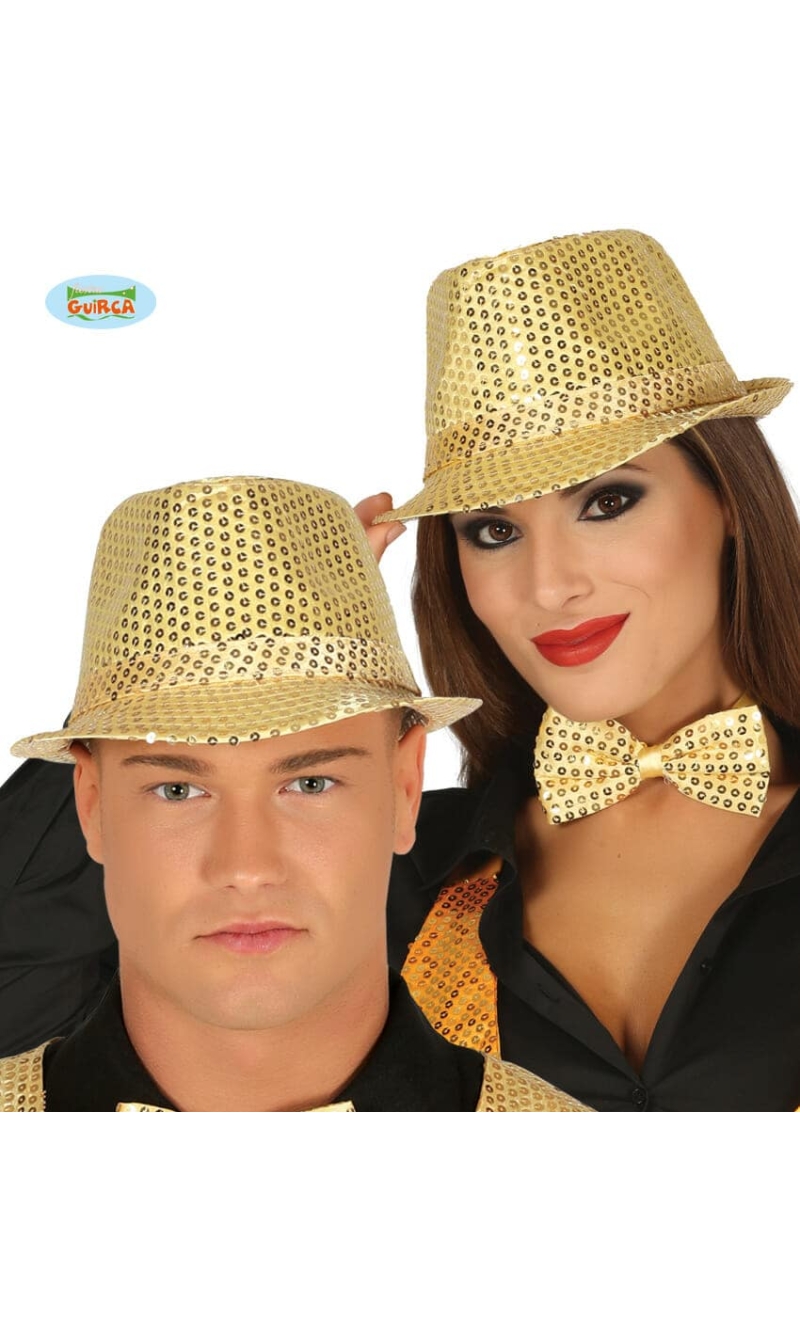 Gold Sequin Gangster Hat - Adult One Size