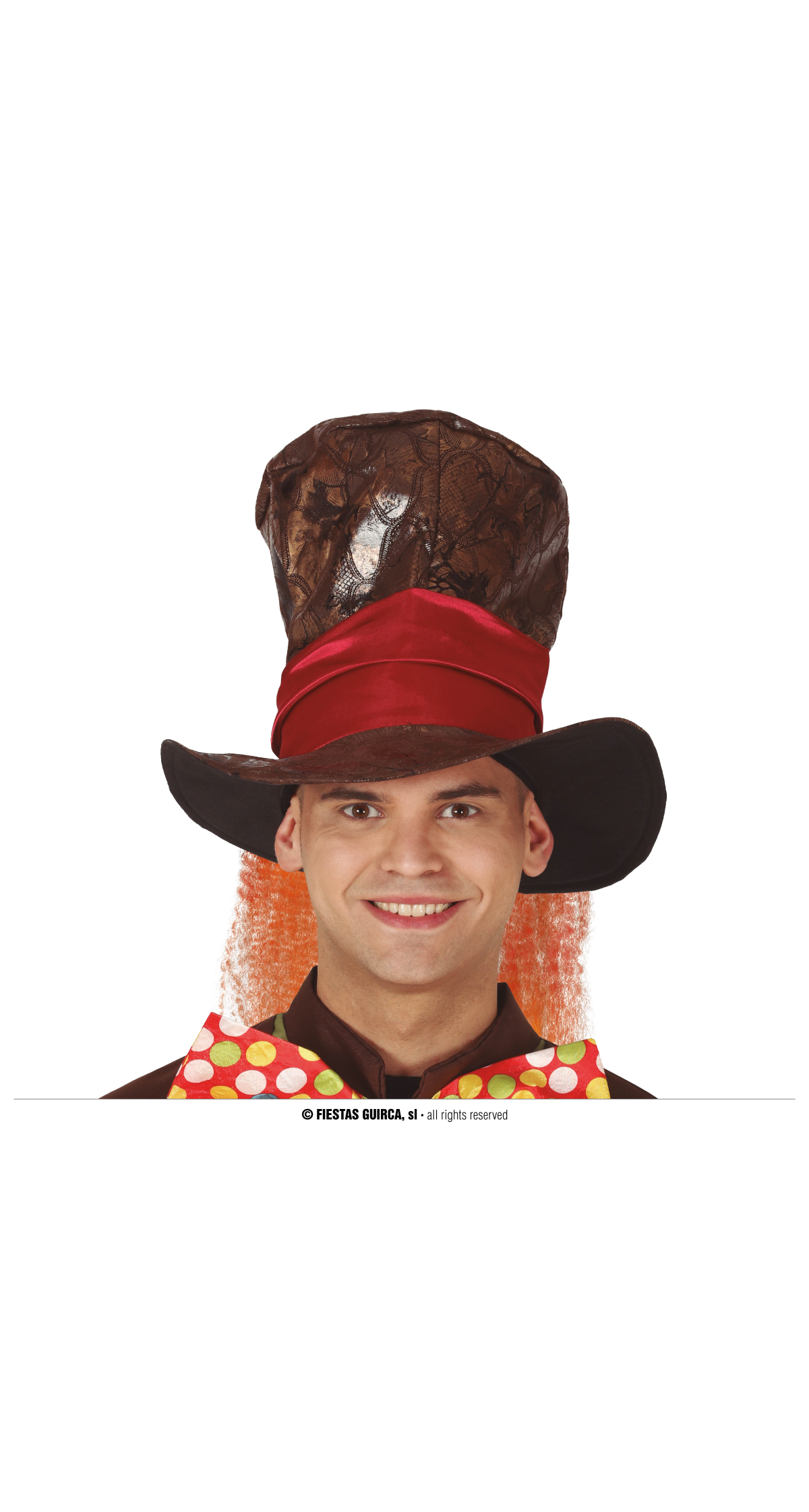 Mad Hatter Top Hat with Hair - Adult One Size