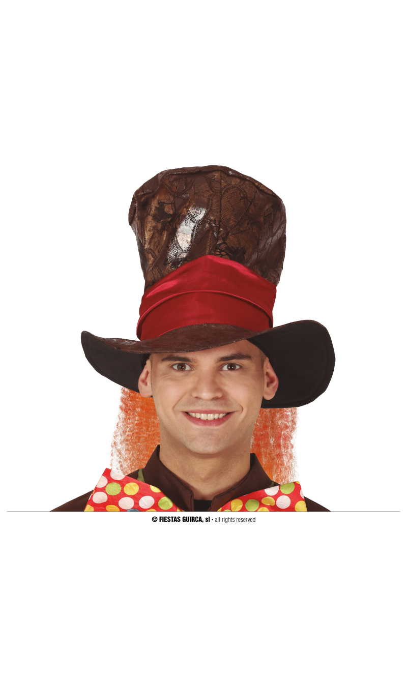 Mad Hatter Top Hat with Hair - Adult One Size