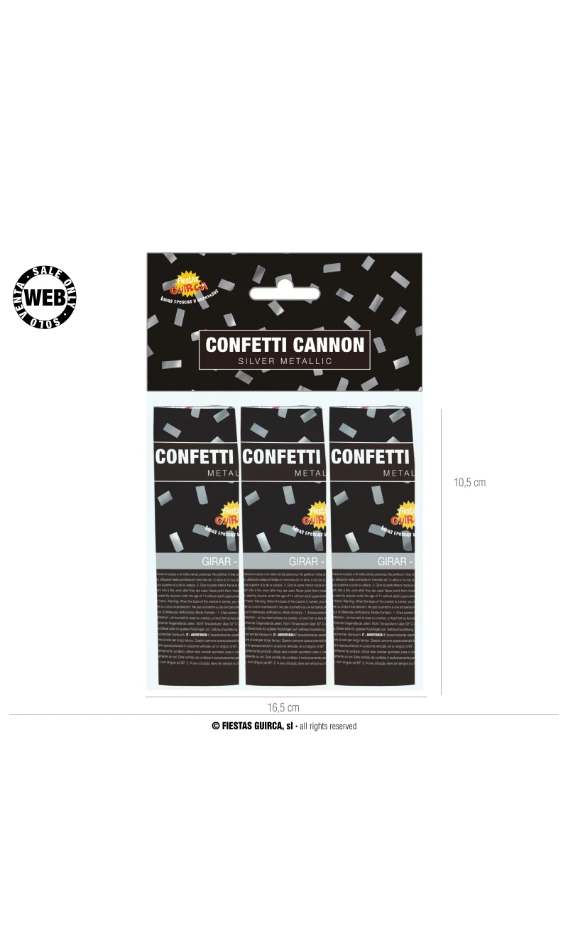 Silver Confetti Cannons 10.5cm - 3pk