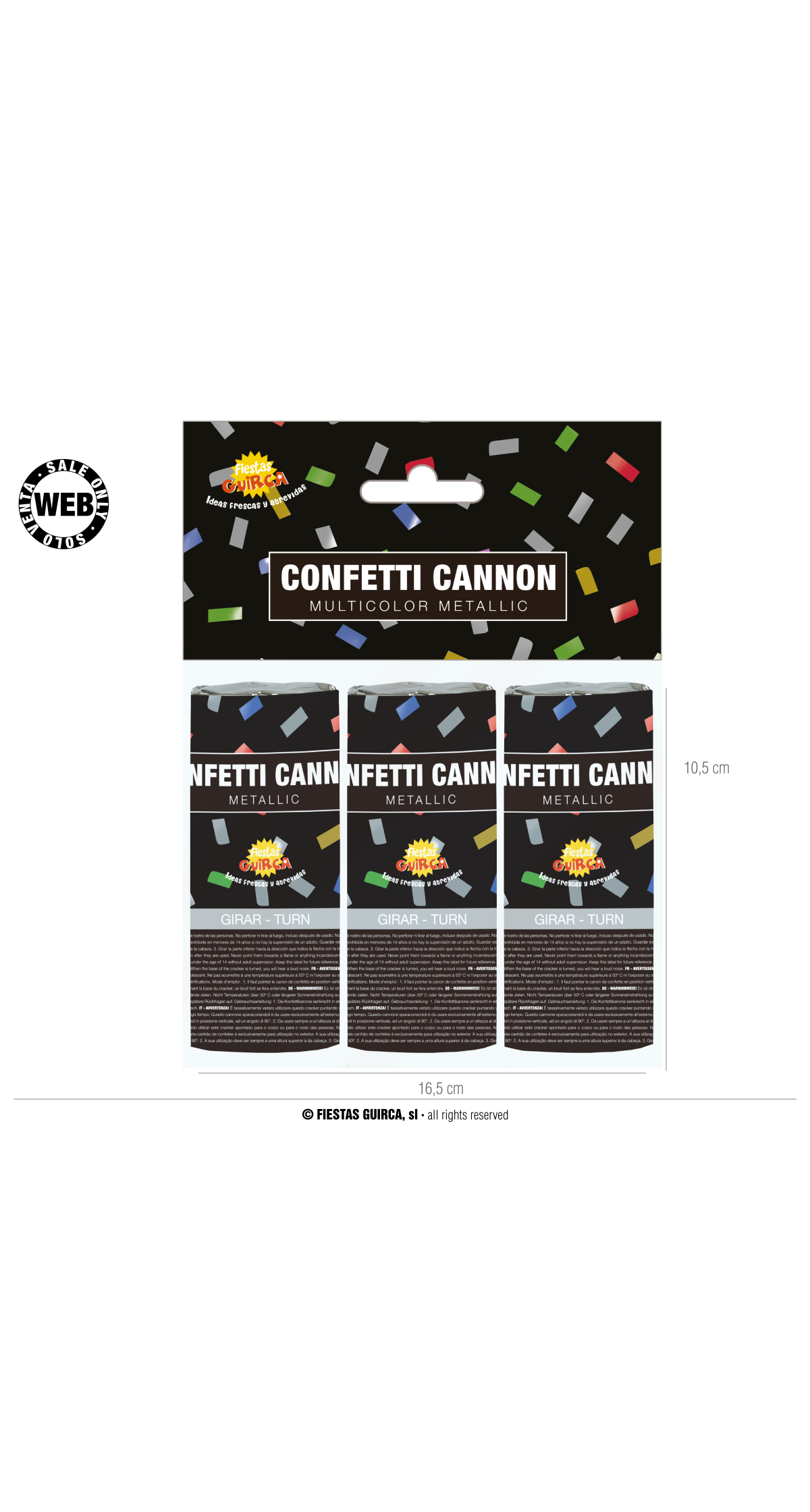 Multicolor Confetti Cannons 10.5cm - 3pk