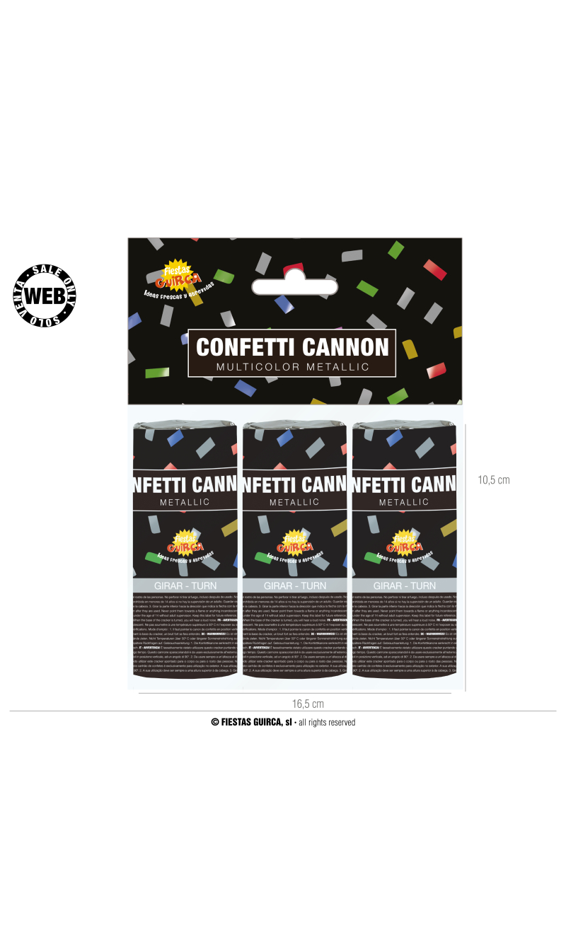 Multicolor Confetti Cannons 10.5cm - 3pk