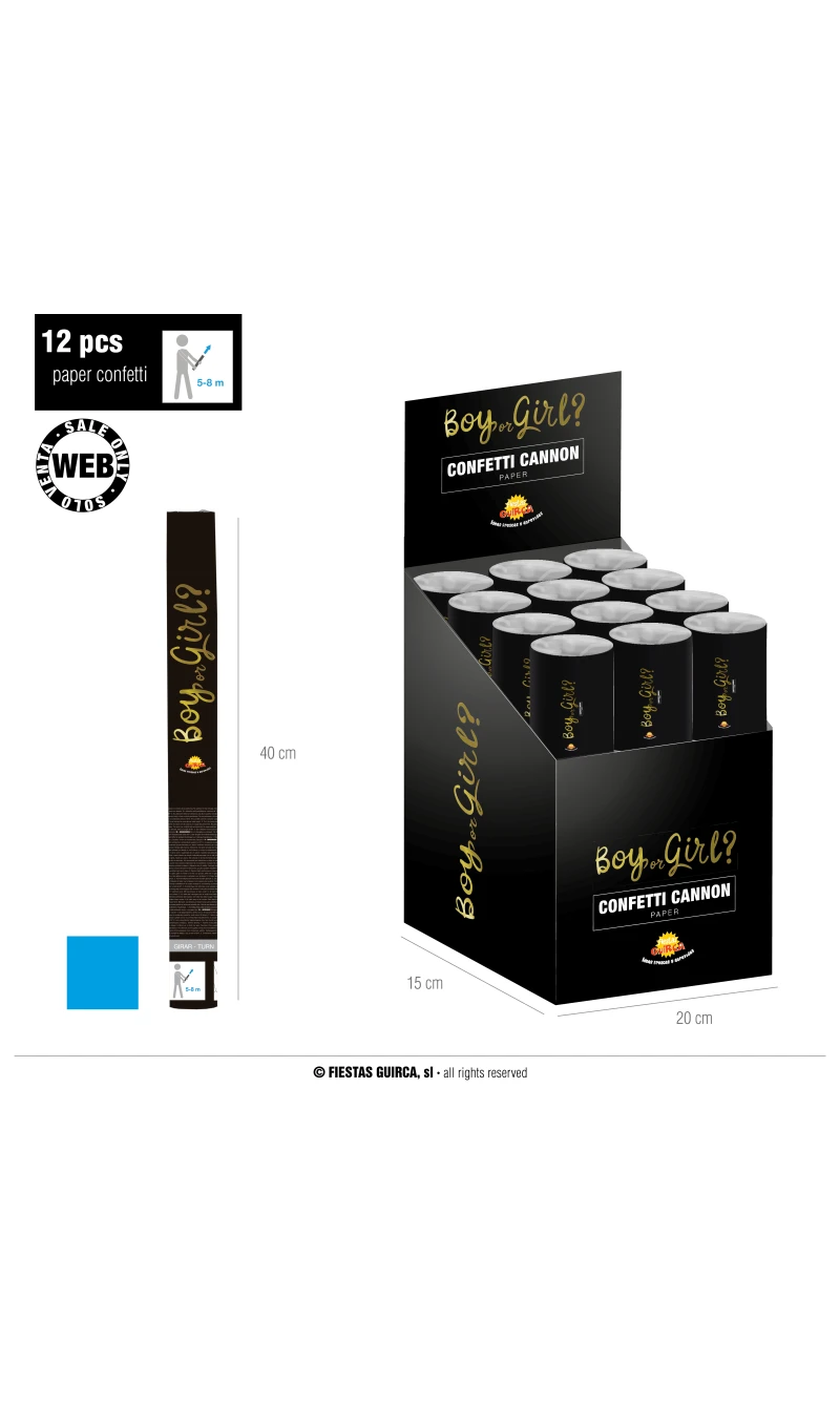 Gender Reveal Blue & Gold (Boy) Confetti Cannon - 40cm