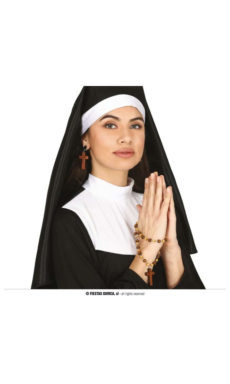 Cross & Rosary Earrings Set