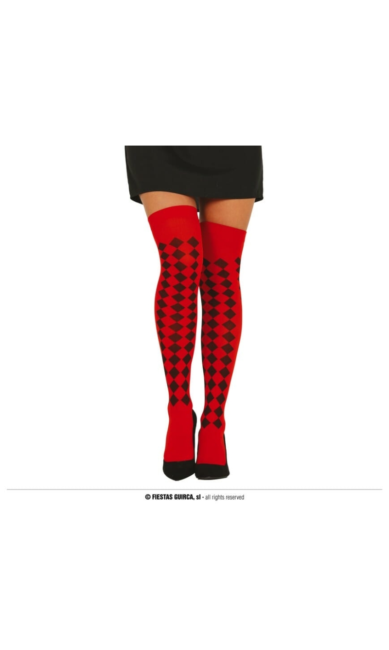 Red Tights with Black Rhombs - Adult One Size