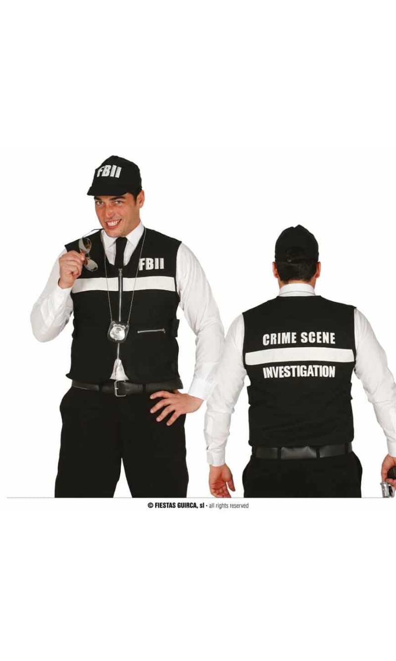 F.B.I. Hat & Waistcoat - Adult One Size