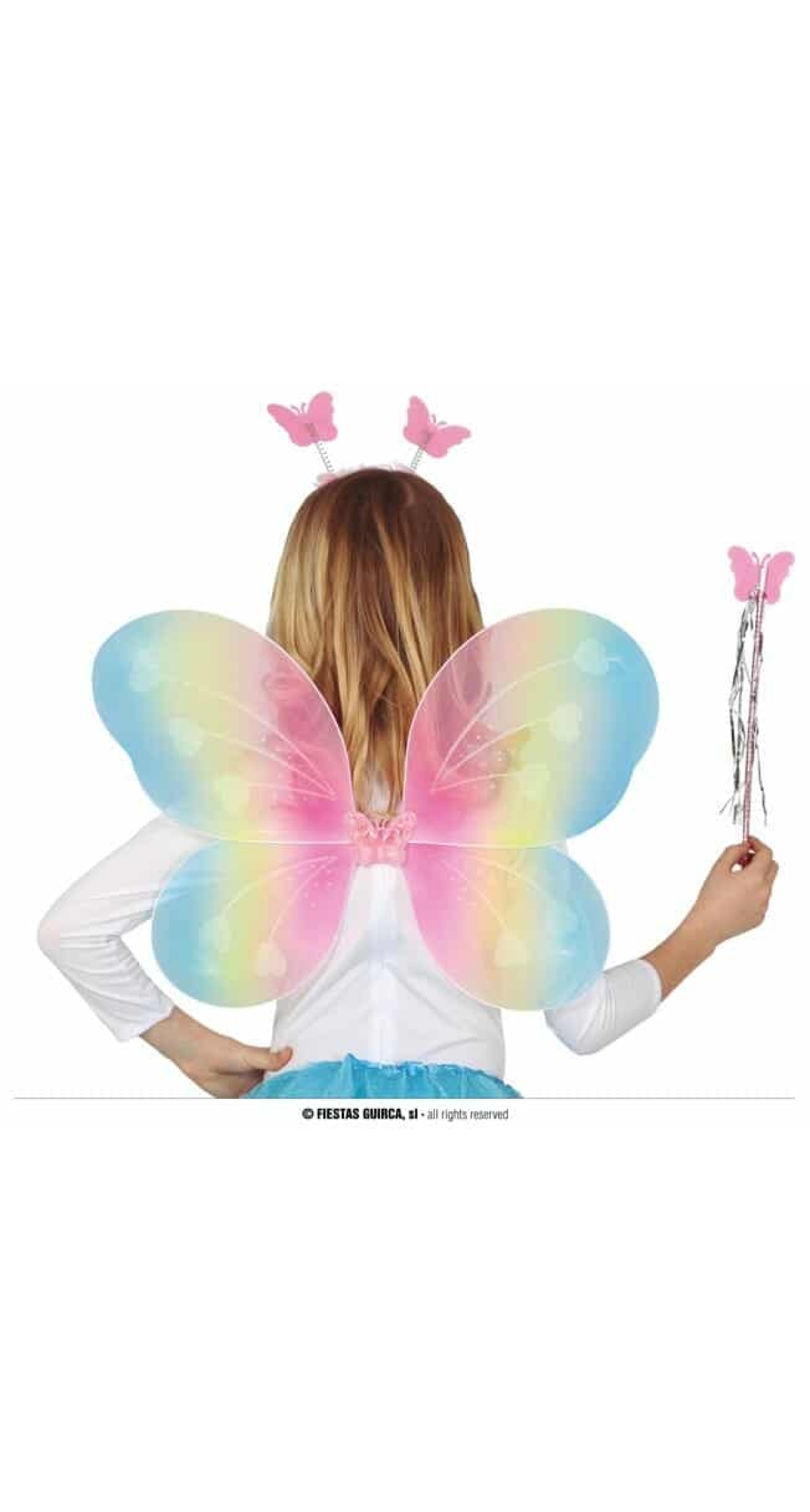 Multicolor Wings 48x38cm with Hairband & Wand