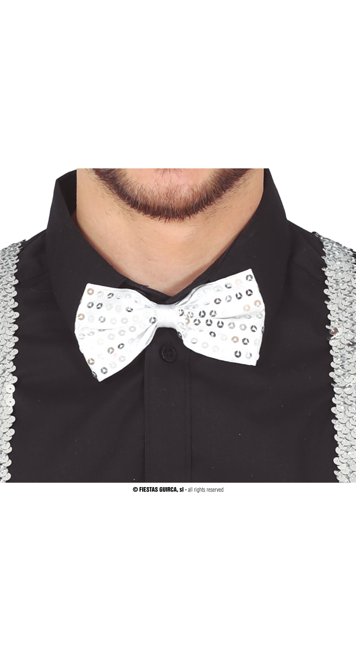 Sequin Bow Tie Silver