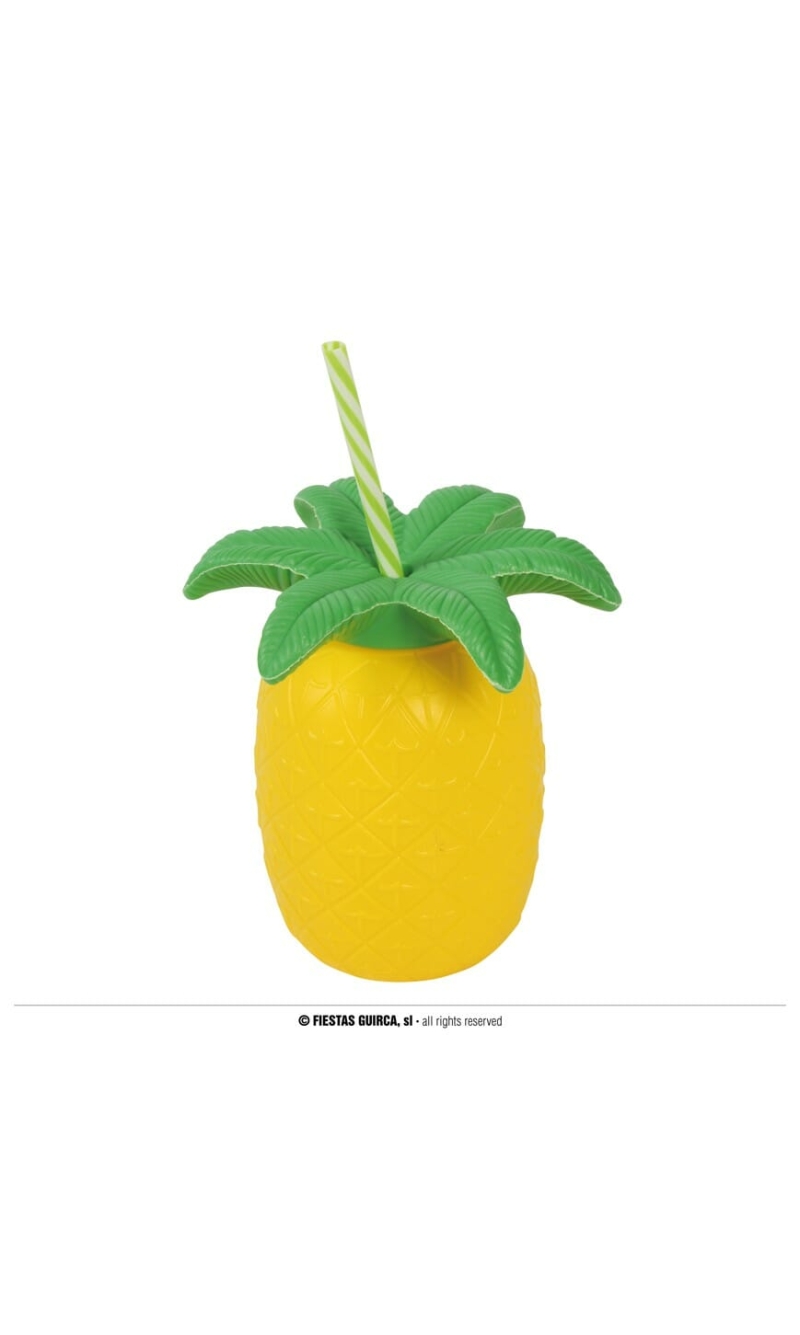 Pineapple Glass With Straw - 20cm