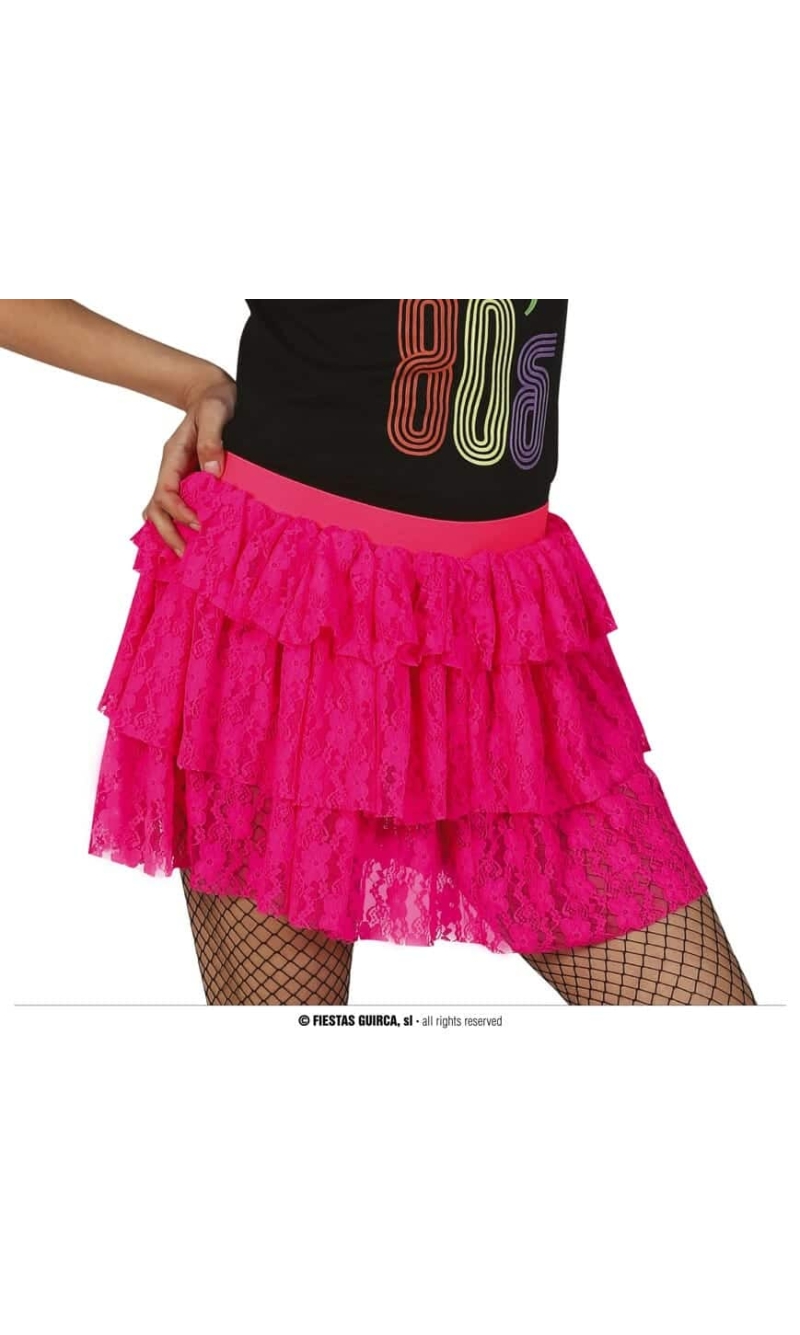 Neon Pink 80's Skirt - Adult One Size