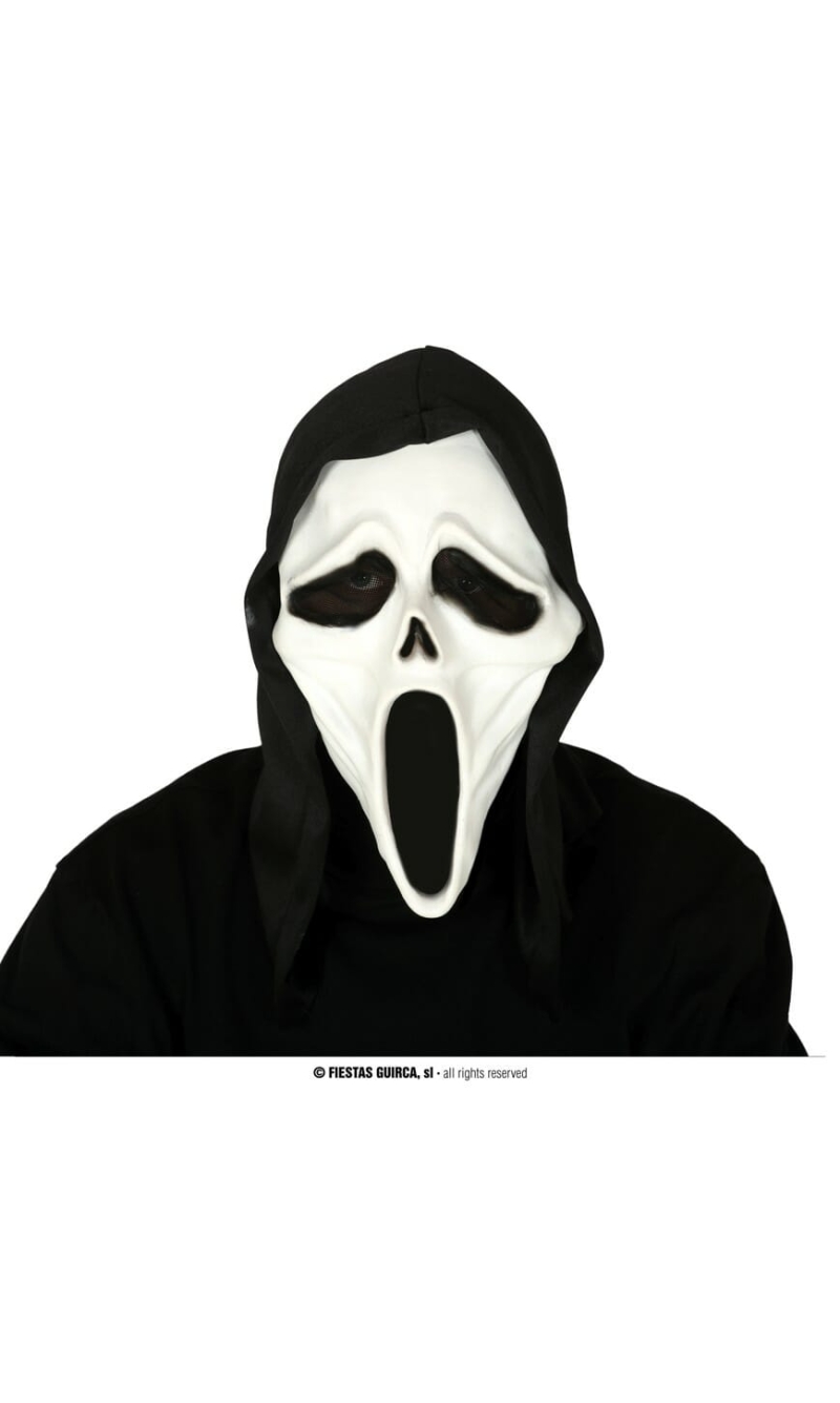 Hooded Killer Scream Latex Mask - Adult One Size