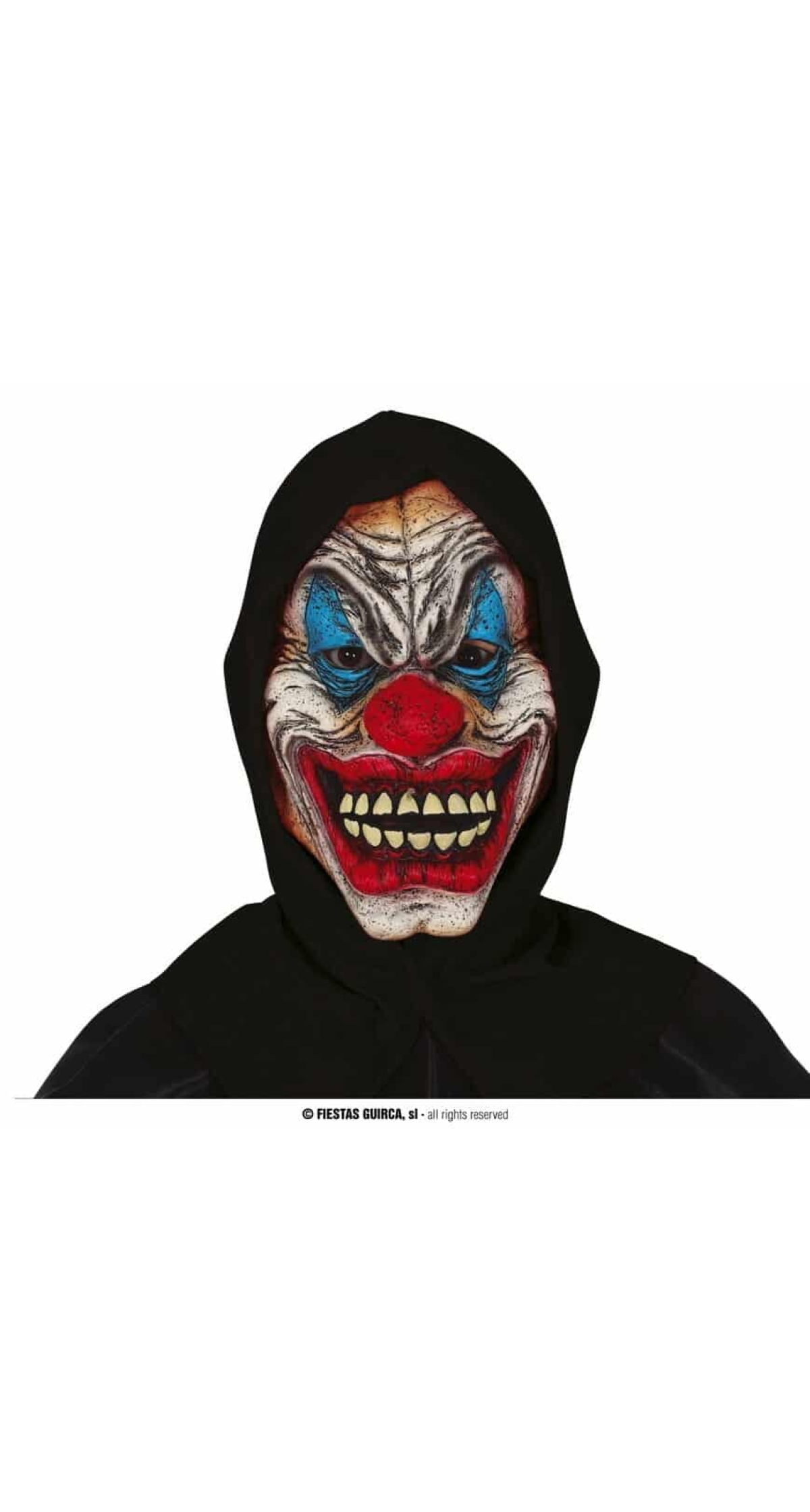 Black Hooded Clown Latex Mask - Adult One Size