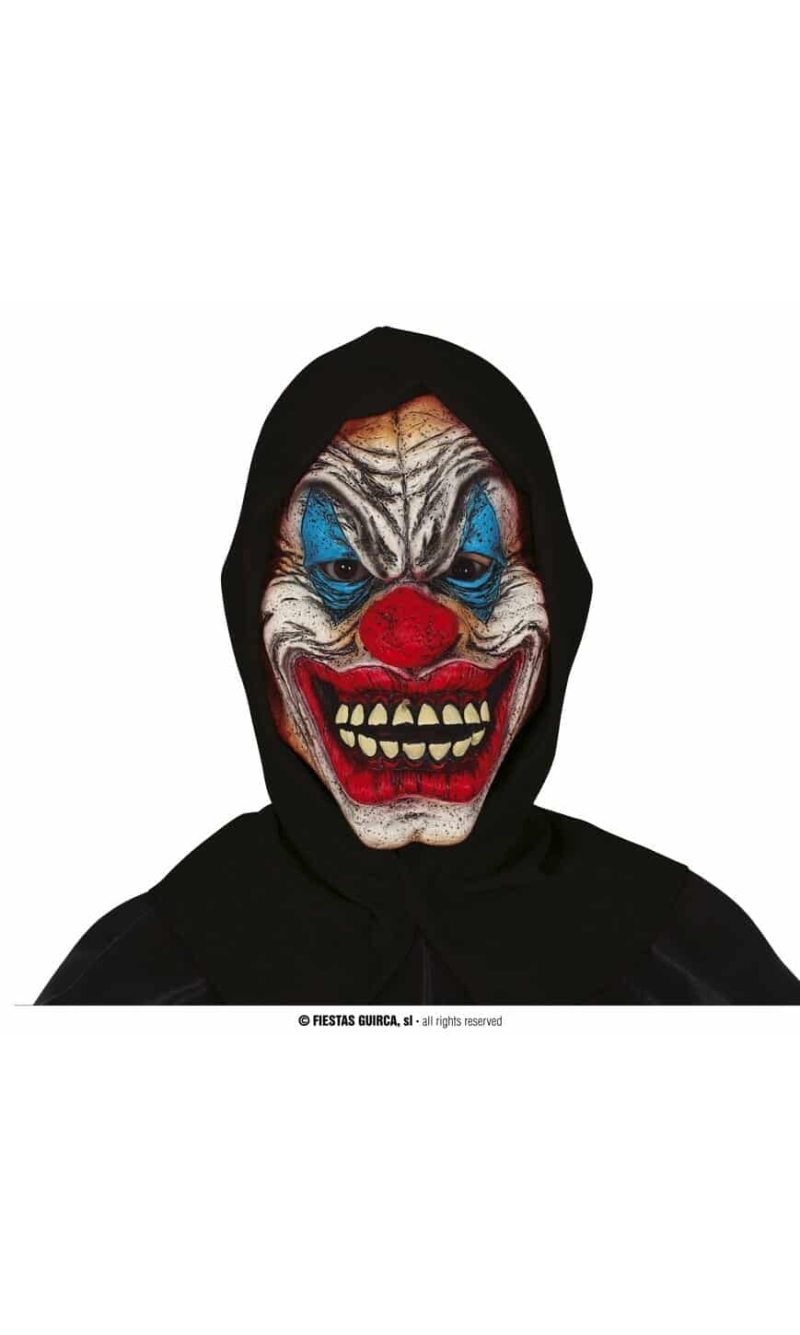 Black Hooded Clown Latex Mask - Adult One Size