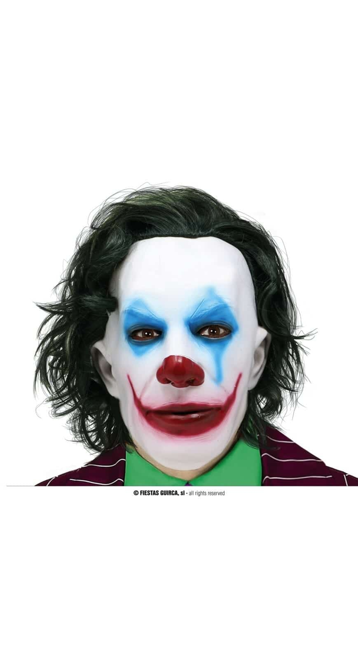 Joker Latex Mask with Hair - Adult One Size