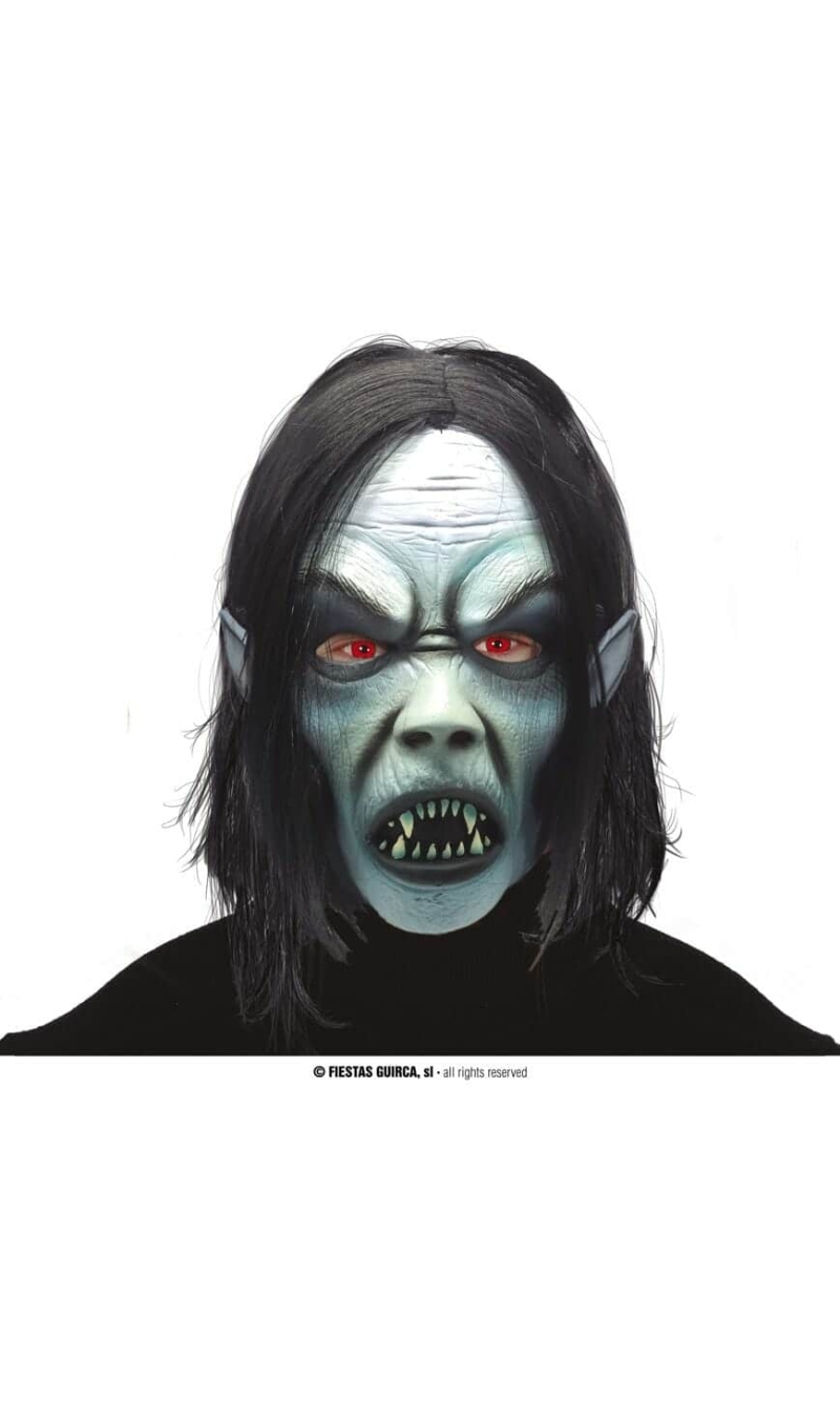 Vampire Mask Latex With Hair - Adult One Size