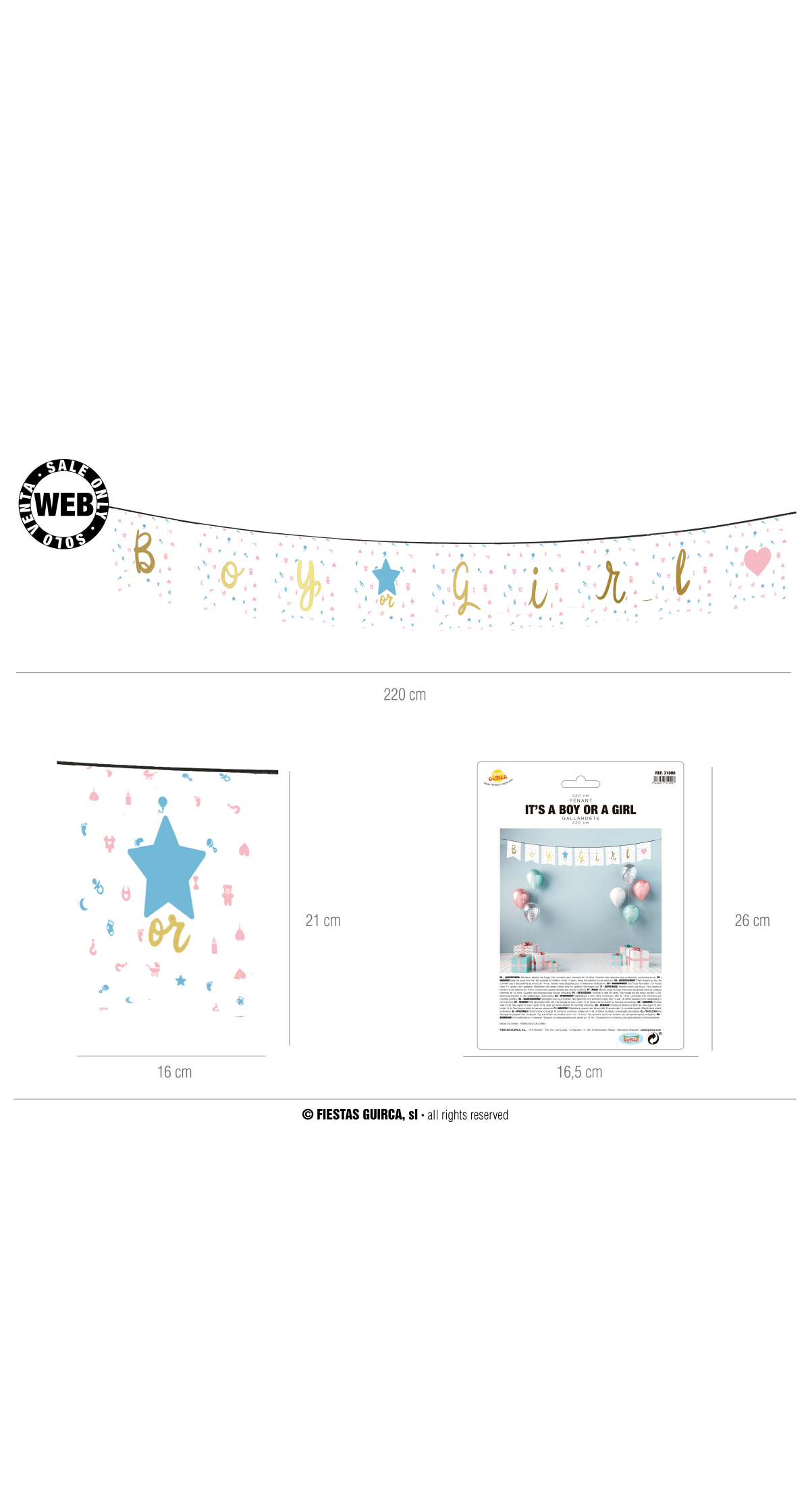 Gender Reveal Party Banner Boy or Girl - 220cm