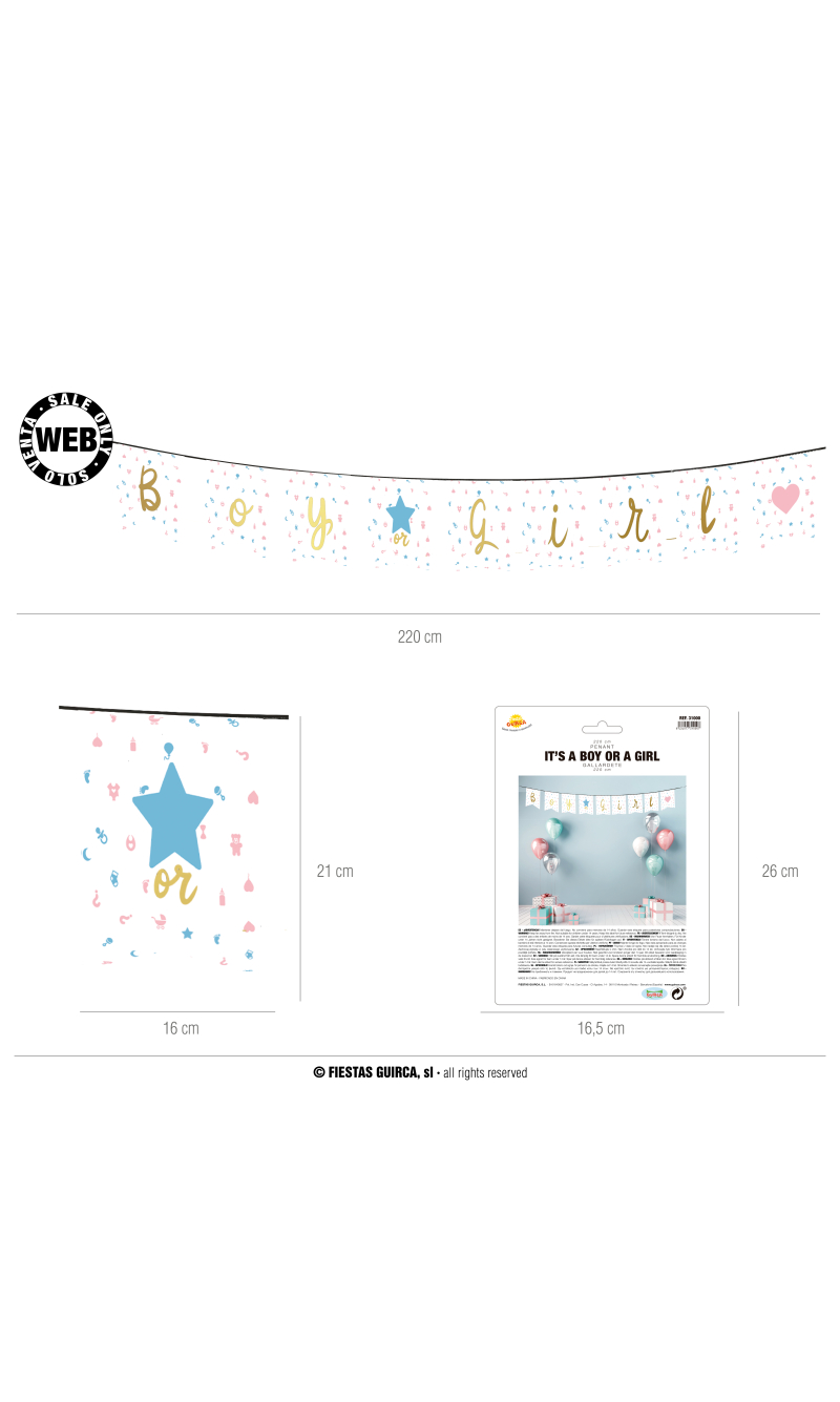 Gender Reveal Party Banner Boy or Girl - 220cm