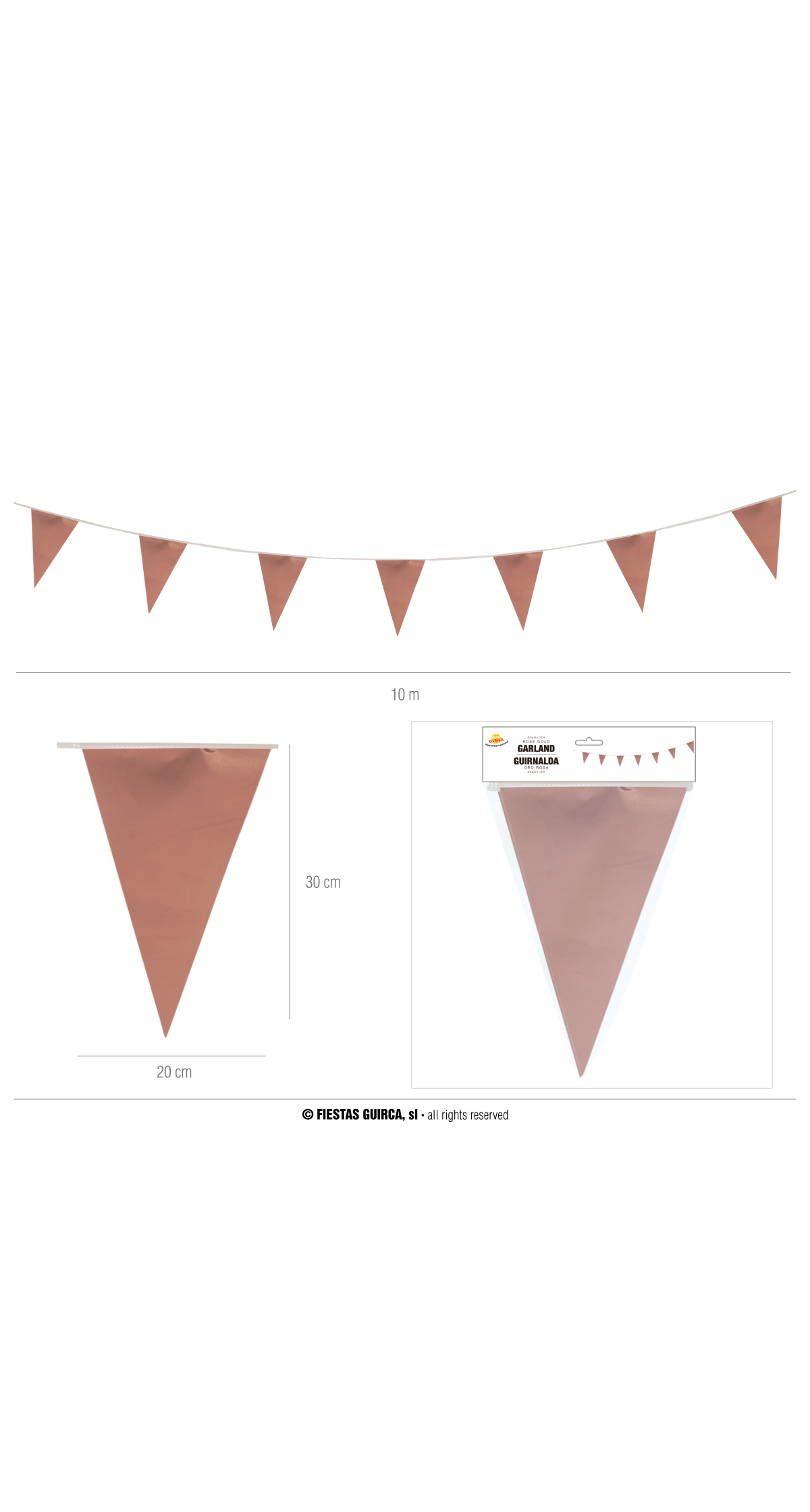 Rose Gold Flag Banner 20x30cm - 10Meters