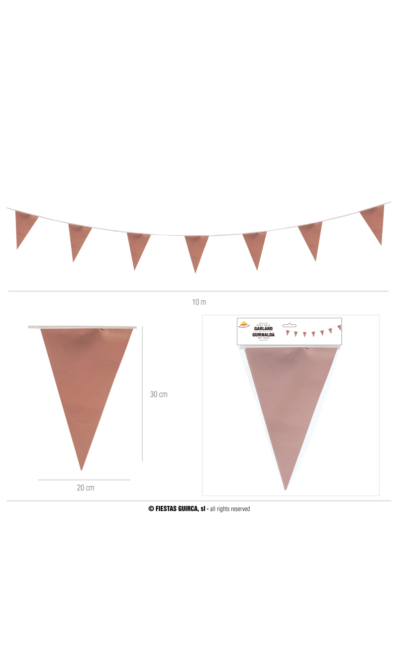Rose Gold Flag Banner 20x30cm - 10Meters