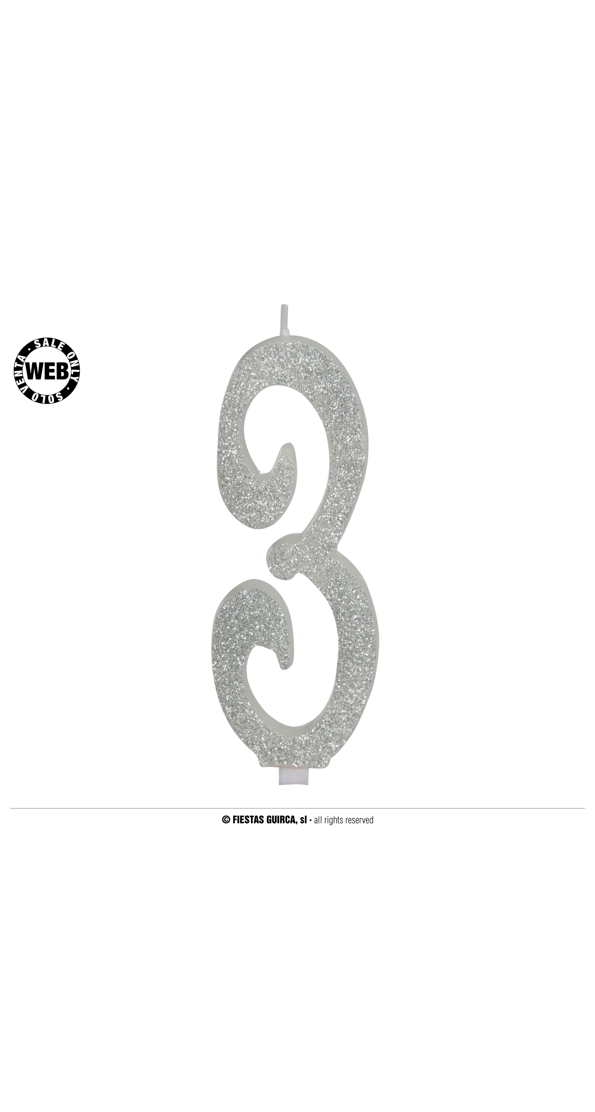 Silver Frosted Candle 12.5cm - No. 3